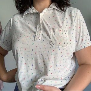 vintage confetti print collared colorful shirt